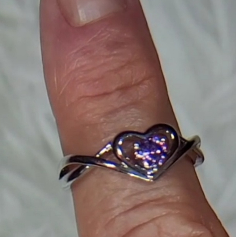 Silver Setting AAA Zircon Amethyst Color Ring 6.5